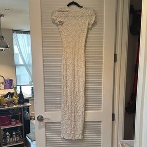 Elegant Cream Textured Maxi Dress